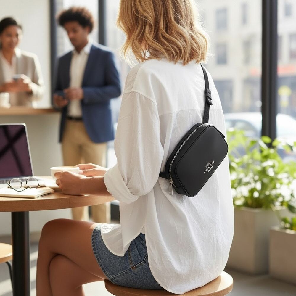 Coach Pace Black Leather Belt Bag CR136 - Picture 4 of 5